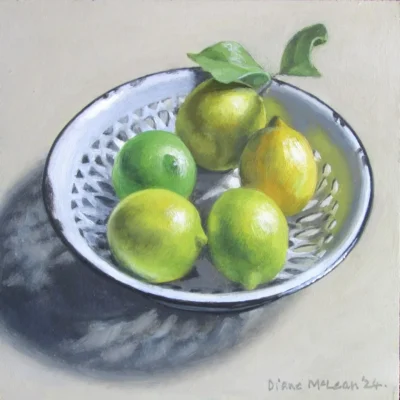 Diane McLean painting of a bowl with lemons