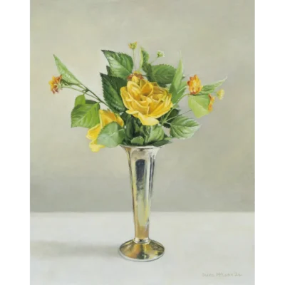 Diane McLean painting of yellow flowers in a vase