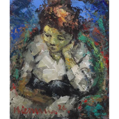 Hennie Niemann painting of a woman busy reading