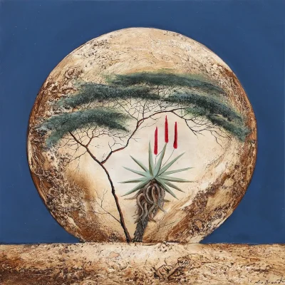 Mia Brand painting of a moonscape with Aloe
