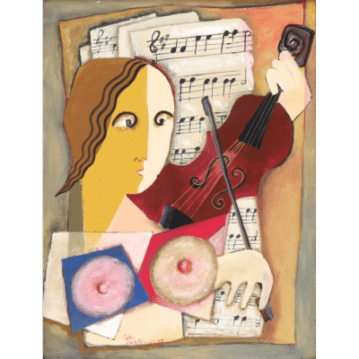 Pieter van der Westhuizen painting of a violinist