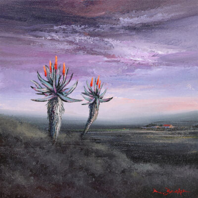Rick Becker painting of Aloes in the Karoo