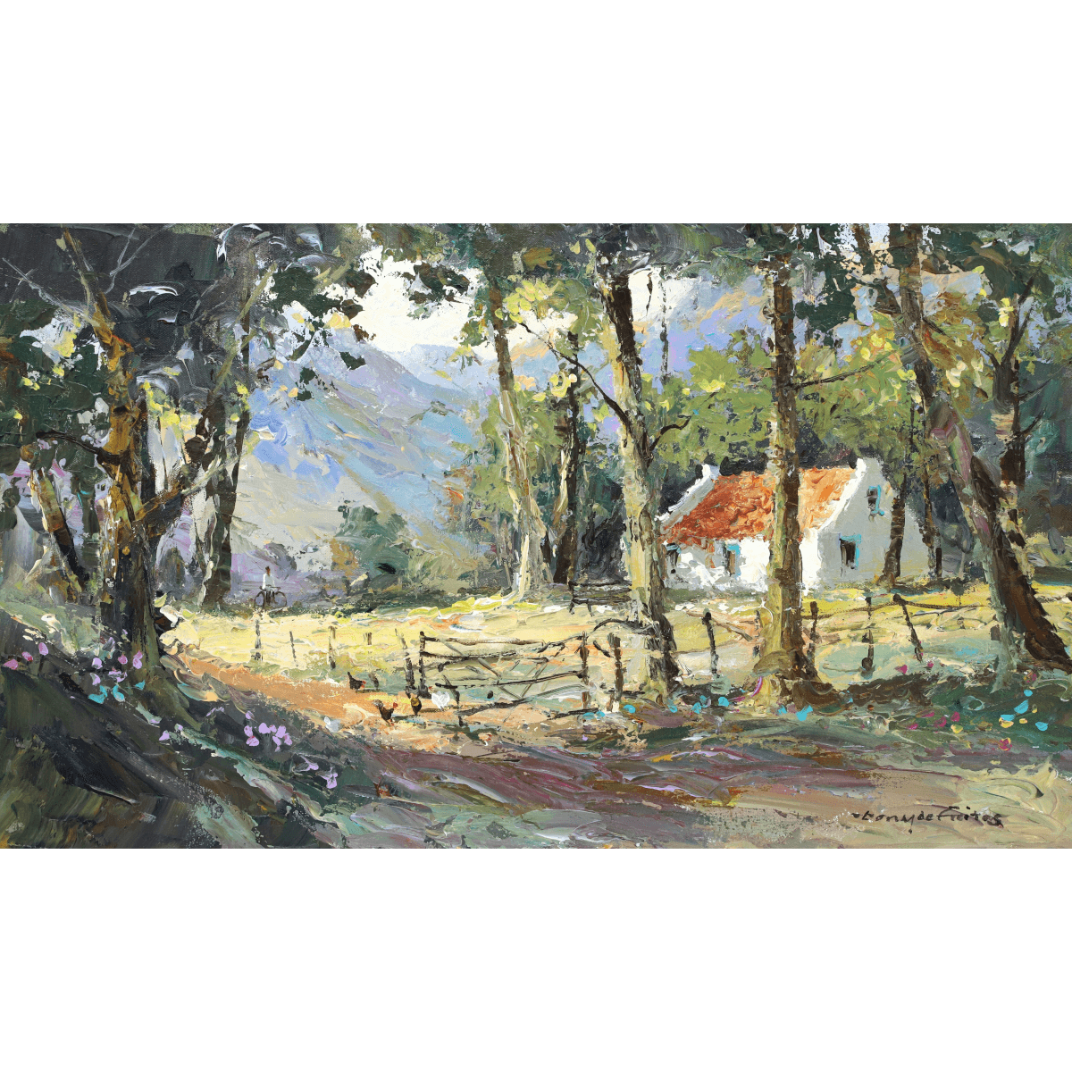 Tony de Freitas painting of a farm cottage