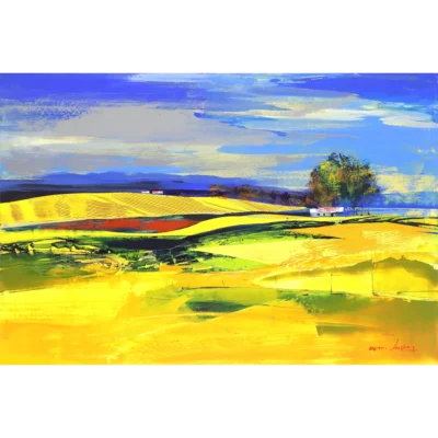 Derric van Rensburg painting of a canola field