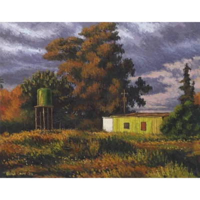 Arend Louw painting of a rural farm landscape
