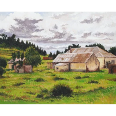 Arend Louw painting of a rural farm landscape