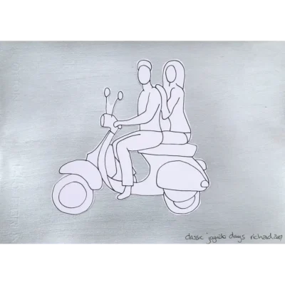 Richard Scott print of a couple riding on a vespa