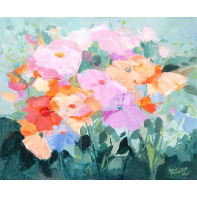 Fiona Ewan Rowett painting of pastel flowers