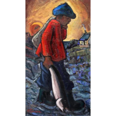 Hennie Niemann painting of a fisherman