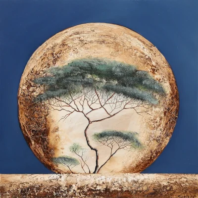 Mia Brand painting of an Acacia moonscape