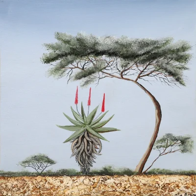 Mia Brand painting of a landscape with Aloe