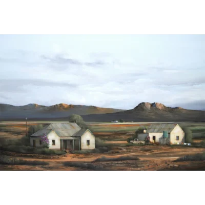 Rick Becker painting of farmhouses in the Karoo