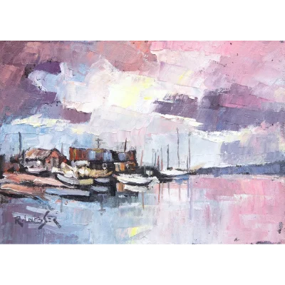 Ryan Loubser painting of a harbour
