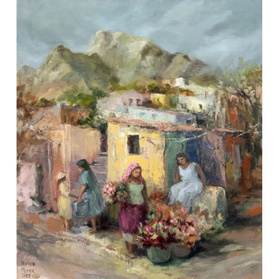 Aviva Maree paining of flower sellers