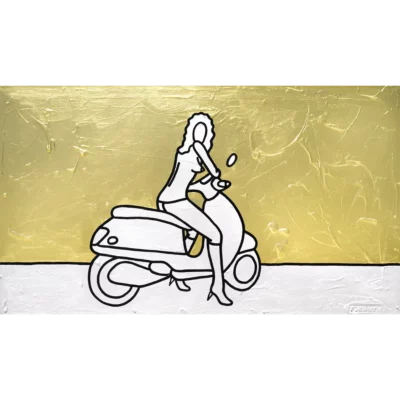 Richard Scott painting of a scooter with a nude woman