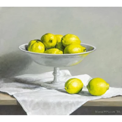Diane McLean painting of lemons in a dish