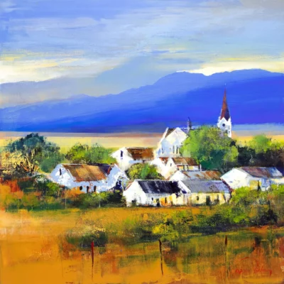 Derric van Rensburg painting of a small town