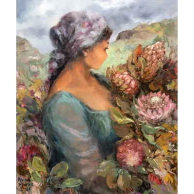 Aviva Maree painting of a woman with flowers