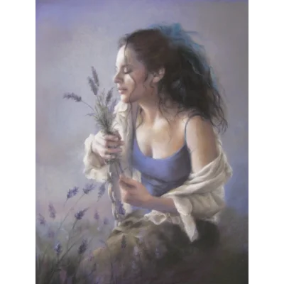 Anny Maddock painting of a woman with lavender
